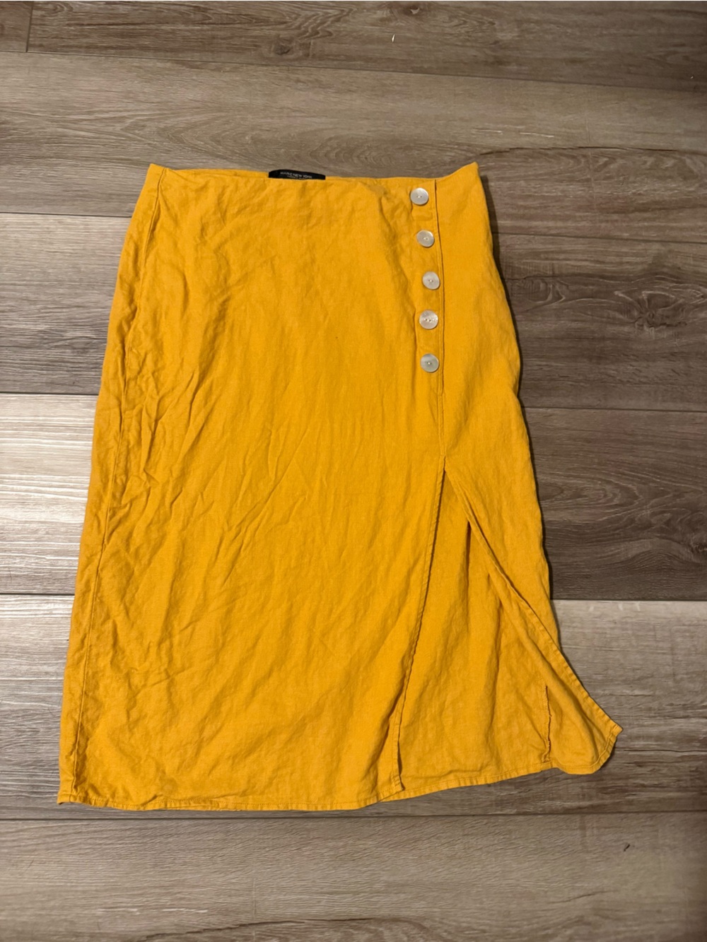Marc New York Mustard Yellow Midi Skirt with Side Buttons - Picture 1 of 6